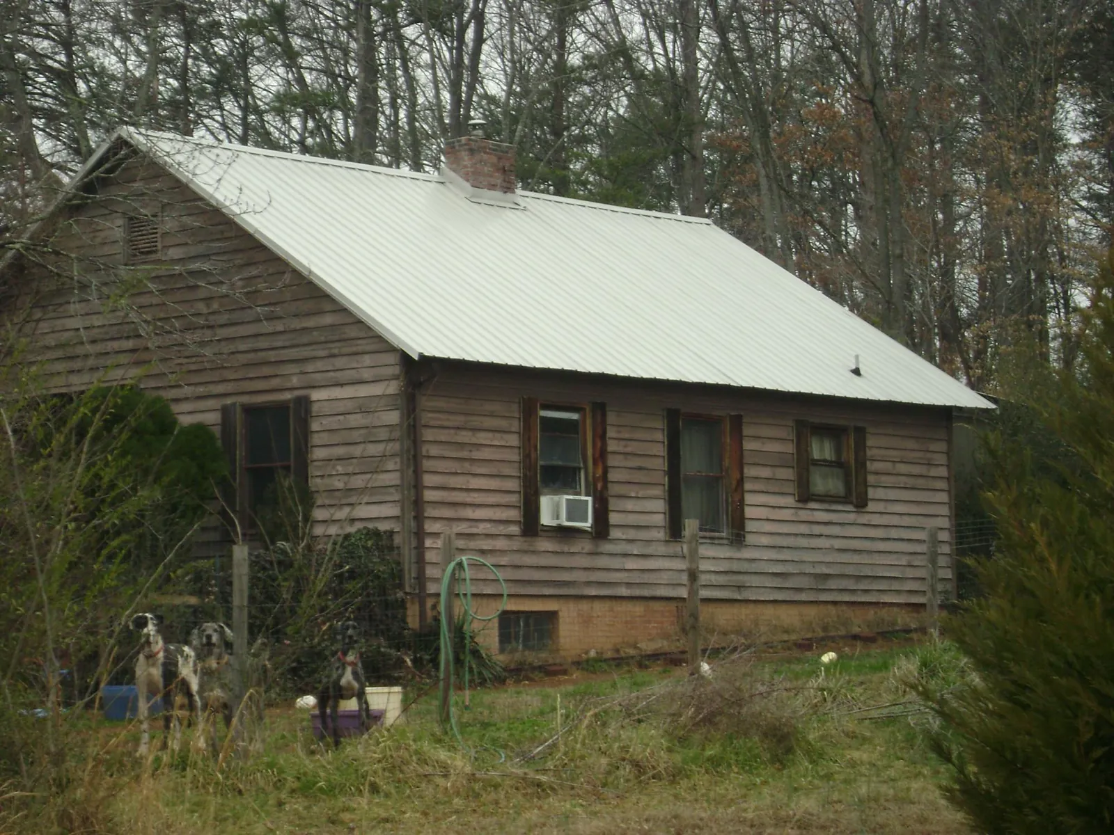 White metal roof on an old wood sided farmhouse, from a Asphalt Shingle Roof Repair job in Belle Vernon